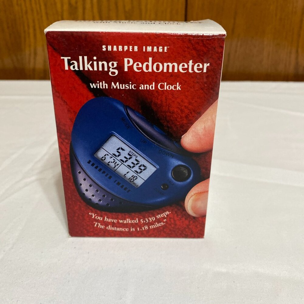 SHARPER IMAGE EB 300 Talking Pedometer Music and Clock New